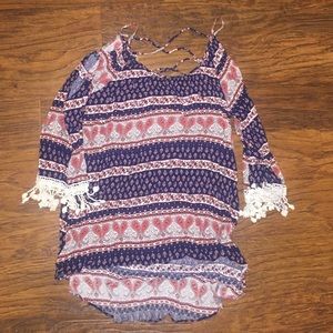 Boho cold shoulder top